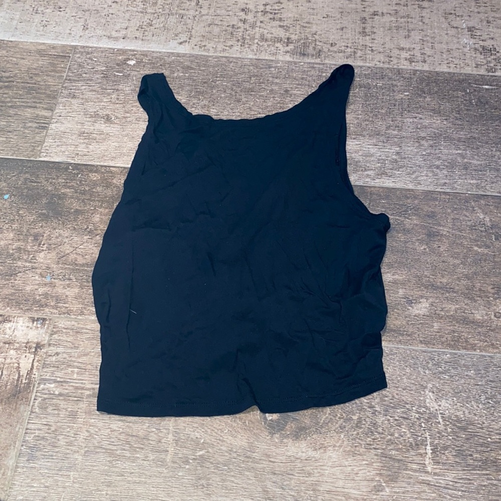 Black open back tank top